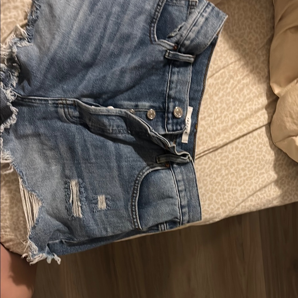 PacSun Blue High Waist Distressed Shorts